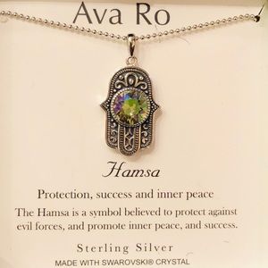 Hamsa Necklace W Swarovski Crystal 